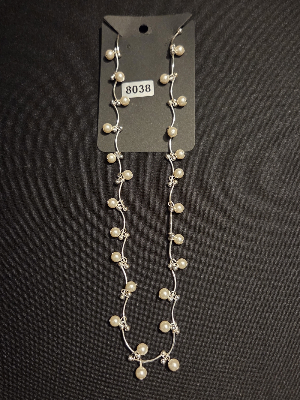 Paparazzi 18" Elegant Pearl Station Silver Necklace - Cream Pearls
